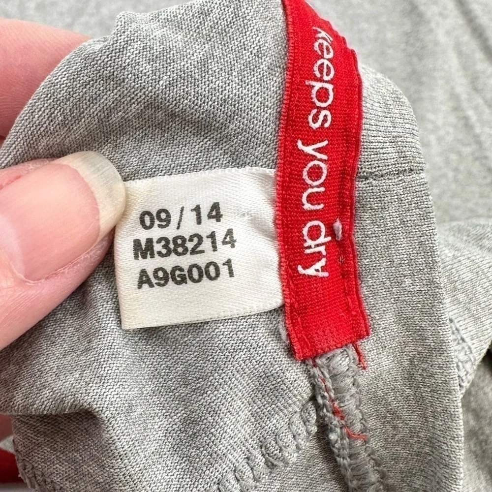 Adidas Climate Gray w/Red & Dark Gray Stripes on Front Long Sleeve Tee Sz Large